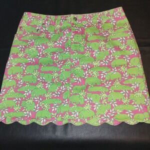 Lilly Pulitzer Womens Pink Green Hippo Skirt 4‎